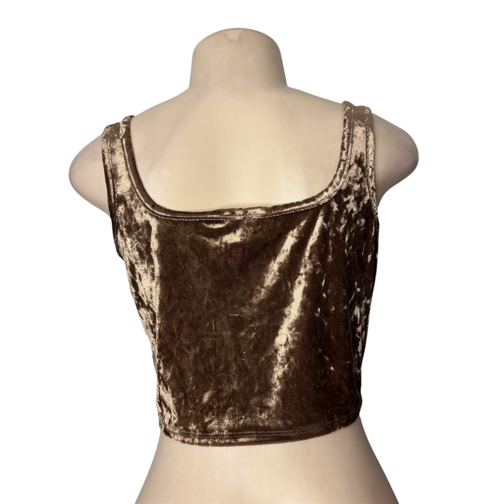 Women's Brown Velvet Corset Crop Top - Picture 2 of 2